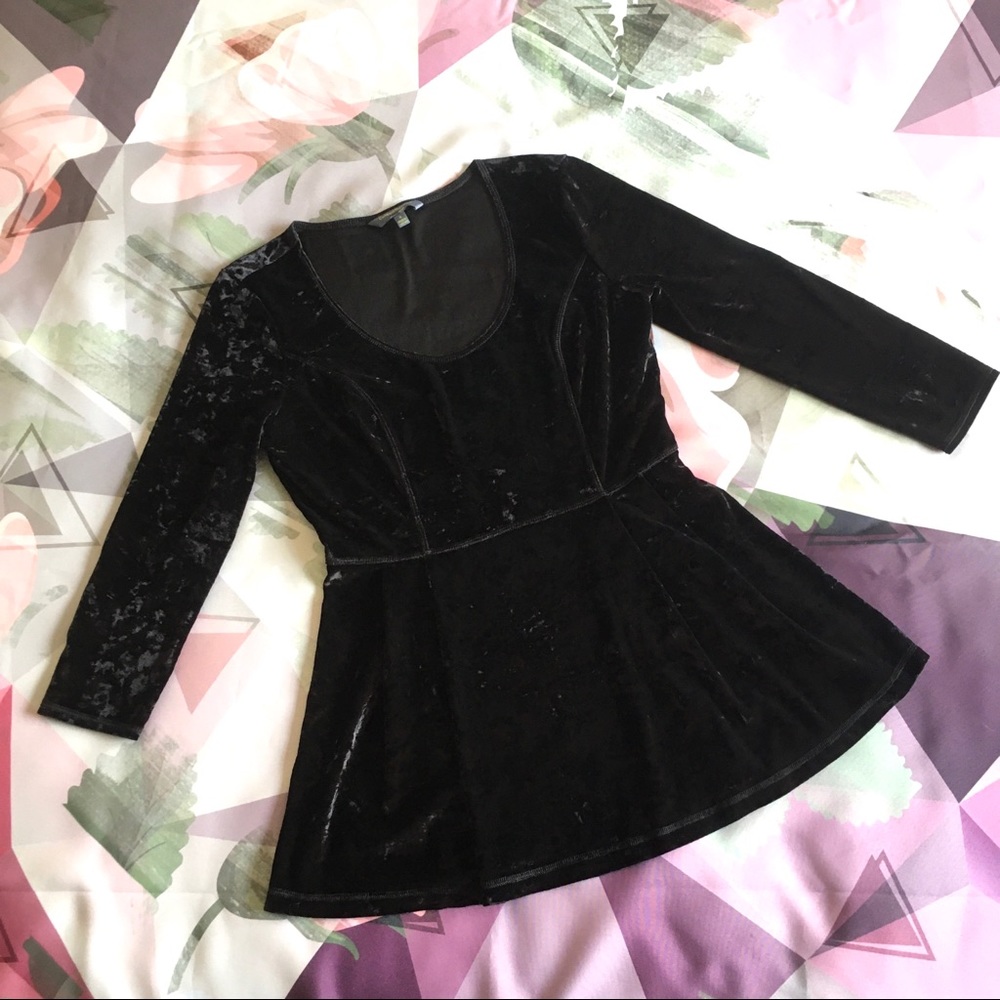 Catherine Malandrino - Black Crushed Velvet Top
